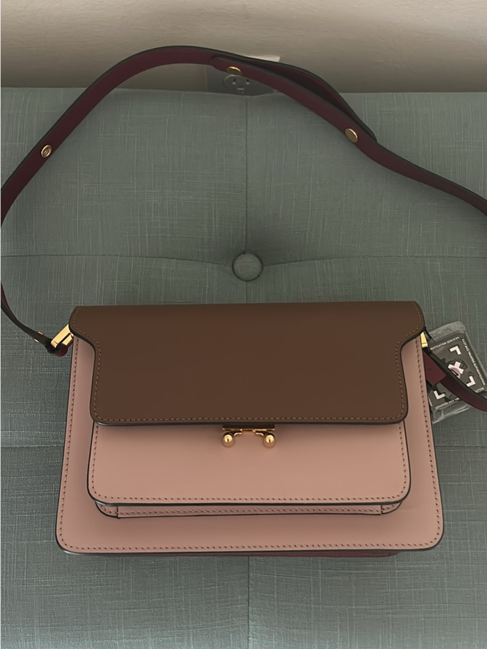 Marni Saffiano Leather Trunk Bag in Pink